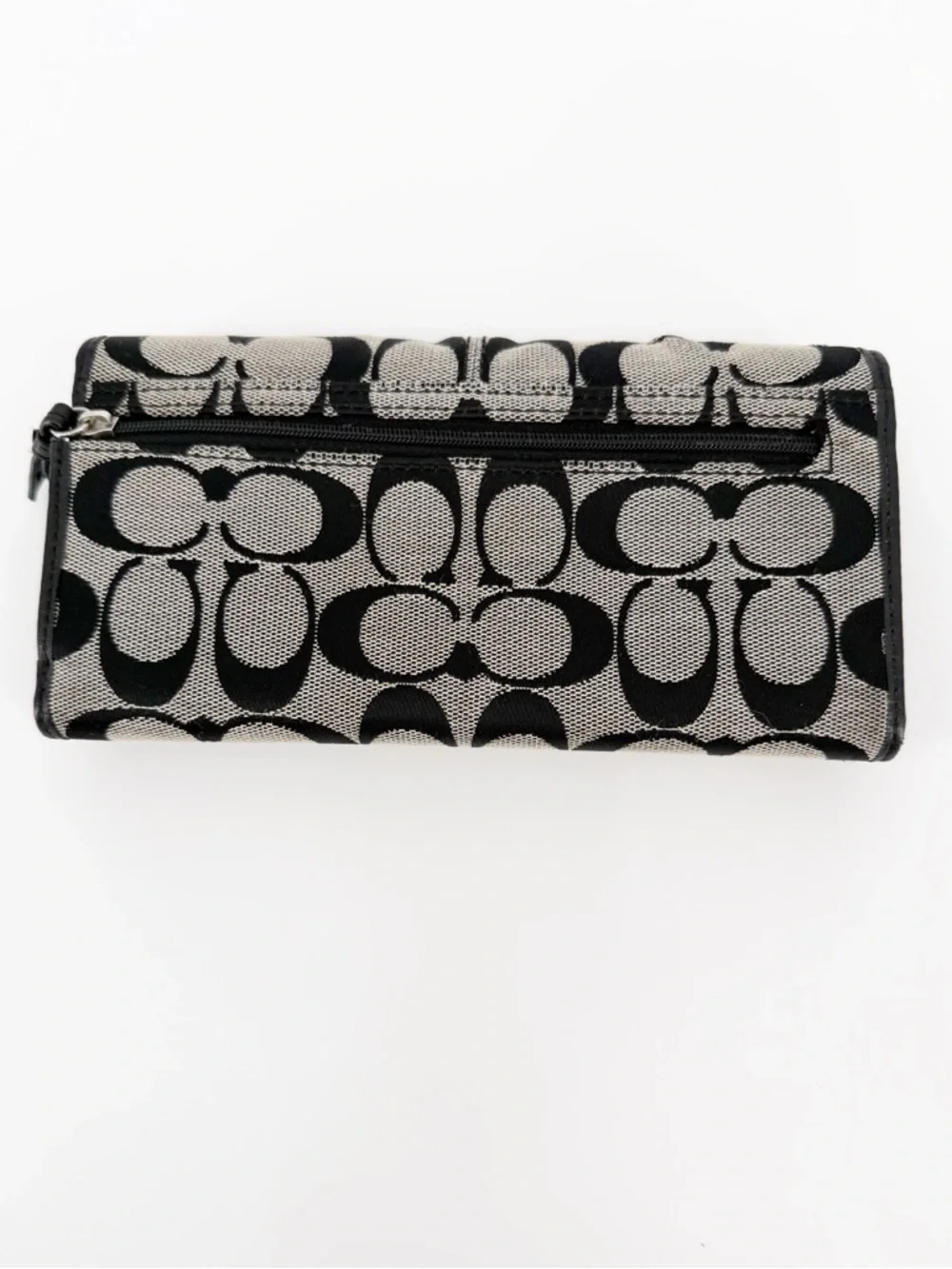Coach SOHO Pleated Signature Wallet Black and Gray